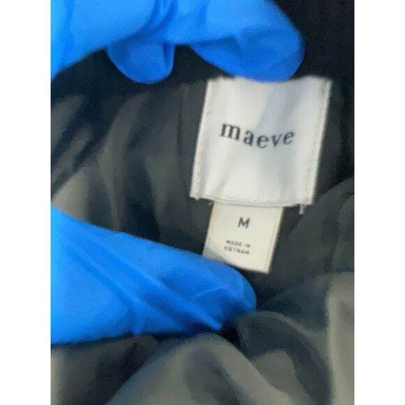 Anthropologie Maeve Embroidered Plush Bubble Coat Grey Floral M - Picture 4 of 5